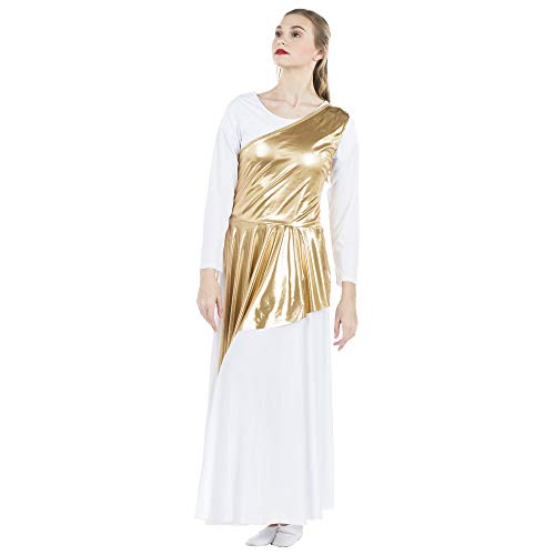 Danzcue Women's Asymmetrical Praise Dance Tunic - Gold Large-X-Large Variation