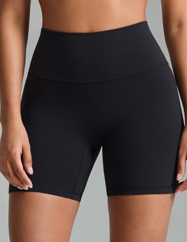 Colorfulkoala Dreamlux No Front Seam Biker Shorts for Women 6-Inch Inseam Black X-Small