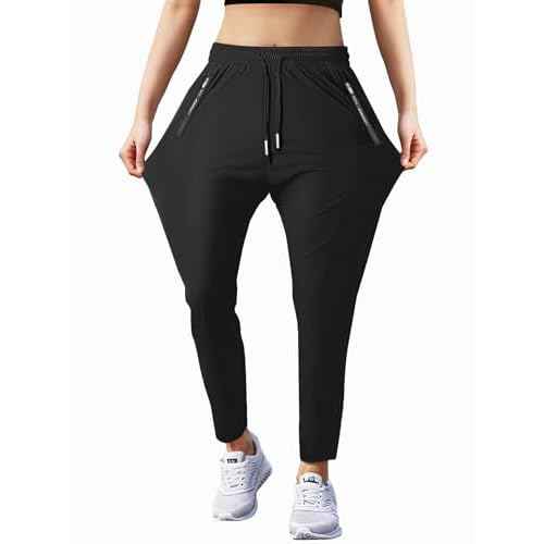 Women's Outdoor Hiking Pants Lightweight Breathable Quick Dry Stretchy Running Athletic Pants with Zipper Pocket
