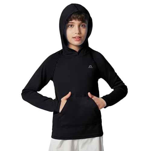 Heathyoga Rash Guard for Boys Swim Shirt UPF 50+ UV Sun Protection Hooded Fishing Shirt with Pocket for Toddler Kid