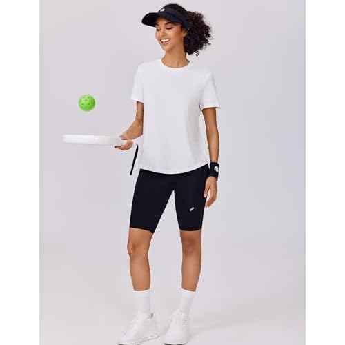 PINSPARK Soft Workout Tops for Women Short Sleeve UV Protection Shirt Quick Dry Athletic Swim Exercise Hiking Travel Shirts