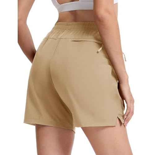 TACVASEN Women's 5'' Hiking Shorts Quick Dry Golf Lightweight UPF50+ Athletic Shorts Summer Water Resistant Zipper Pockets