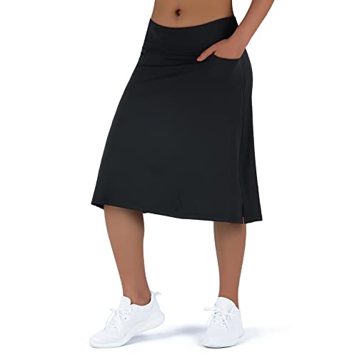 beroy Women's Midi Length Skorts with 3 Pockets - Black, Large