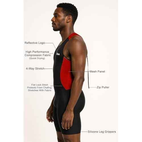 Wixen Men's Performance Triathlon Suit Sleeveless Tri Suit Padded Quick Dry Run Swim Bike