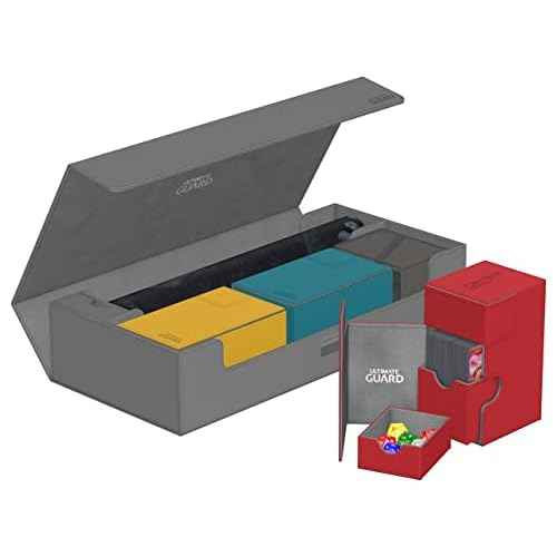 Ultimate Guard Superhive 550+, Deck Case for 550 Double-Sleeved TCG Cards, Grey, Compatible with Boulders, Magnetic Closure & Microfiber Inner Lining