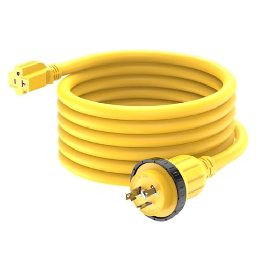 15FT Marine Shore Power Extension Cord - NEMA L5-30P to 5-20R Heavy Duty