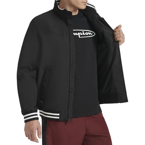 Champion mens Water Resistant Varsity Bomber Jacket With Flex Stand Collar