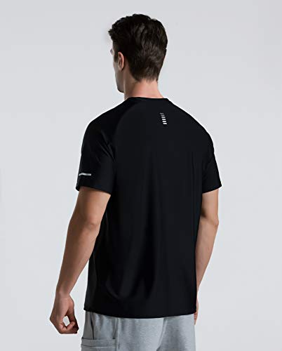 Men's Cooling Ice Silk Running Shirt UPF 50+ Workout T-Shirt Black XXL