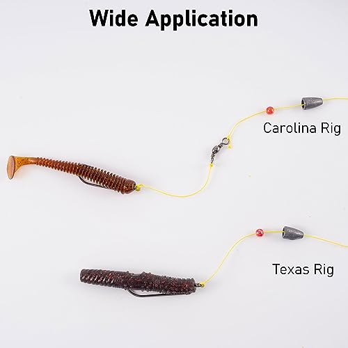 Dr.Fish 100 Pack Round Bend Worm Hooks - Freshwater Bass Fishing, EWG, Carolina & Texas Rig