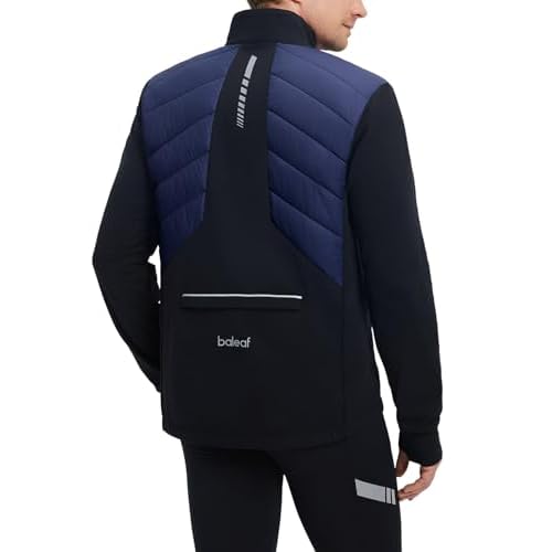 baleaf Men's Cycling Jacket Puffer Lightweight Coat Windproof Warm Winter 5 Pockets Packable Running Hiking