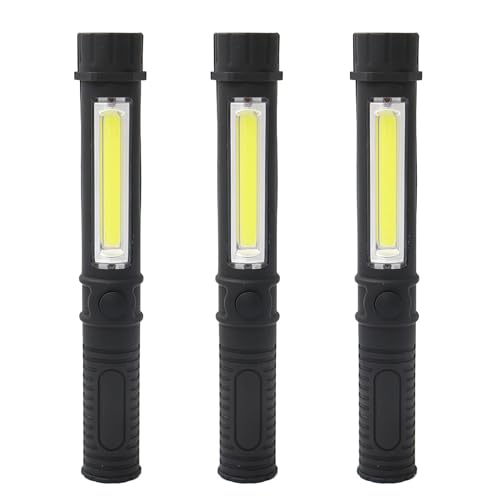 Black 3-Pack LED Magnetic Worklights Portable COB Inspection Lamps