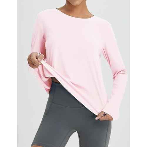 baleaf Women's Long Sleeve Workout Tops Athletic Shirts Split Back Running Gym Quick Dry Sun Protection UPF 50+