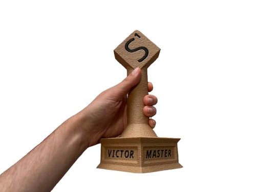 Word Game Trophy, 8" Tall, Family Board Game Award, Beige