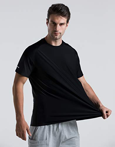 Men's Cooling Ice Silk Running Shirt UPF 50+ Workout T-Shirt Black XXL