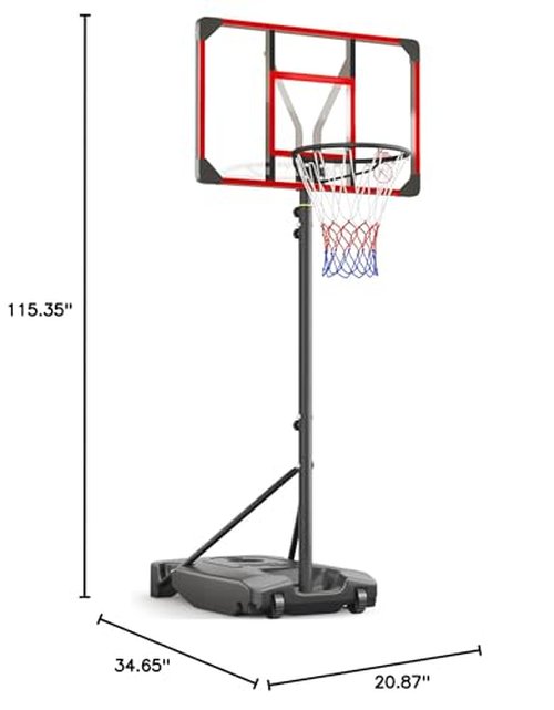 Yohood Kids Basketball Hoop Outdoor 4.82-8.53ft Adjustable, Portable Basketball Hoops & Goals for Kids/Teenagers/Youth in Backyard/Driveway/Indoor, with Enlarged Base and PC Backboard