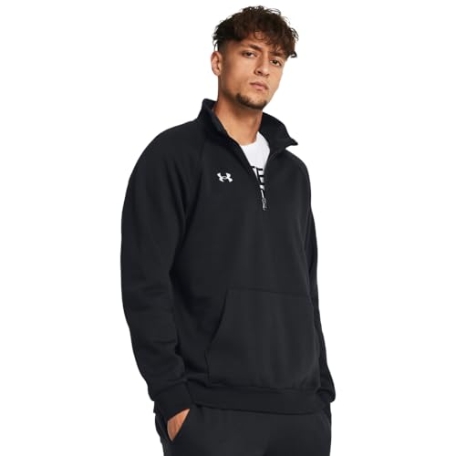 Under Armour Rival Fleece 1/4 Zip Hoodie - Medium Black White