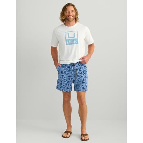 HUK Mens Creekbed Printed Water Shorts, Lightweight, Quick-Dry Swim Shorts