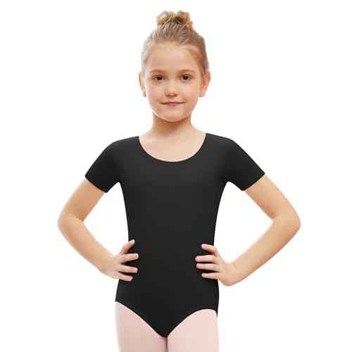 Stelle Leotards for Girls Ballet Scoop Neck Short Sleeve Leotard Gymnastics Dance Unitards
