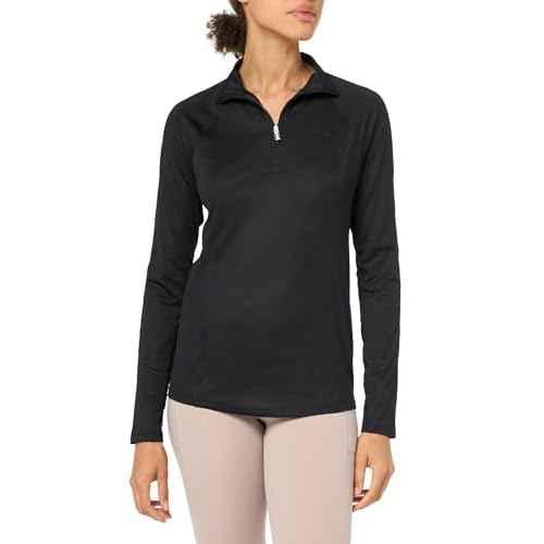 Ariat Women's Sunstopper 3.0 1/4 Zip Baselayer, Black, XX-Large