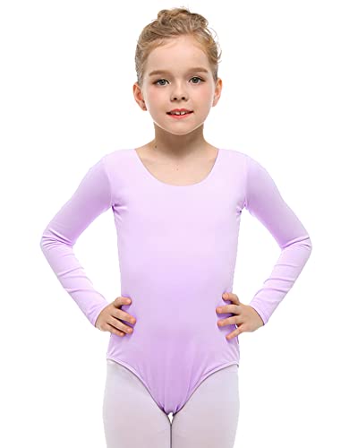 Girls Ballet Leotard Long Sleeve Dance Outfit Purple 4-5T by Stelle