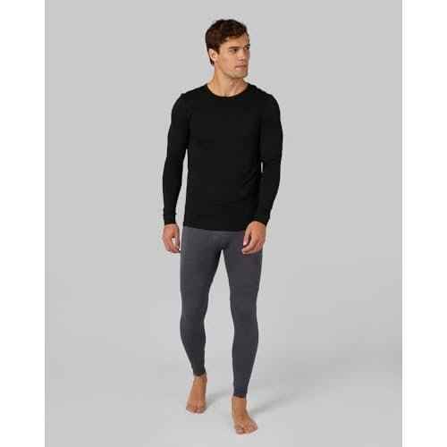 32 Degrees Heat Men's Lightweight Crew Base Layer Thermal Top | Form Fitting | Long Sleeve| 4-Way Stretch, Black, Medium