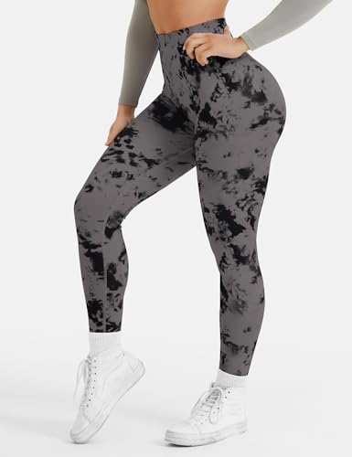 YEOREO CoreFlex Seamless Scrunch Yoga Leggings - Medium Black & Grey