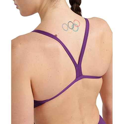ARENA Women's Solid Team MaxLife Swimsuit Challenge Back One Piece Ladies Bathing Suit Competition Training Athletic Swimwear, Plum/White, US Size 26