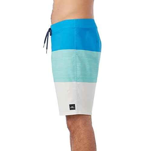 O'NEILL Mens Hyperfreak Heat Block Swim Trunks - 19 Inch Inseam Fixed Waist Performance Boardshorts for Men,Aqua Wash,30