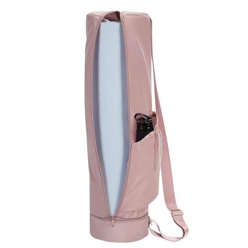 Pink Yoga Mat Carrier Bag for Women - Lightweight Pilates Bag with Wet & Side Pockets