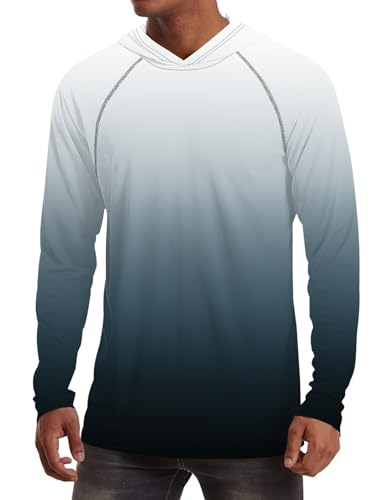 Men's UPF 50+ Sun Protection Hoodie Long Sleeve UV SPF Fishing Hiking Shirt Quick Dry Rash Guard