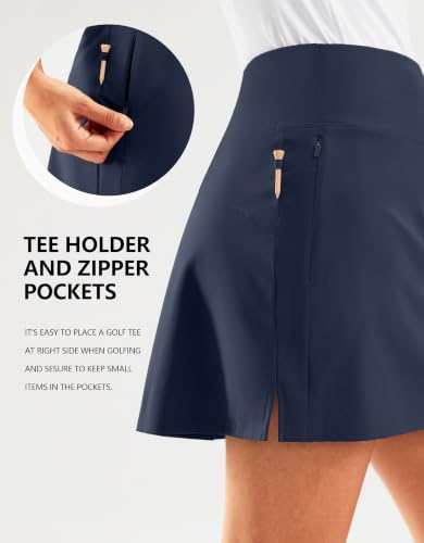 Golf Skirt for Women 16-Inch with 2 Zipper Pockets - Medium Navy