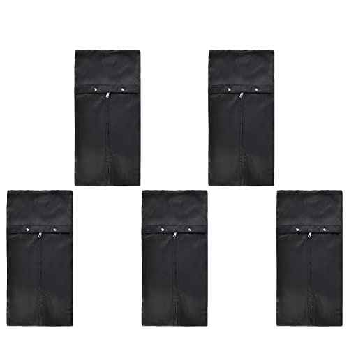 5 Pieces Satin Wigs Storage Bag Hair Extensions Holder Hairpieces Ponytail Bundles Carrier Case with Zipper Folding Hanging Protector Pouch for Travel Daily Use (Black)
