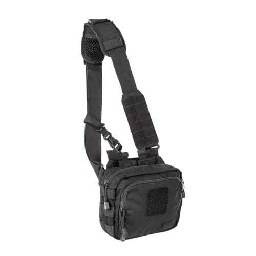 5.11 Tactical Sling Ammo Bag, 2-Banger Pistol Case Crossbody Shoulder Pack, Black, Style 56180ABR