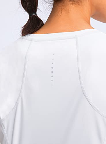 Women’s Lightweight Workout Tank Top - Medium White, Loose Fit Athletic Shirt for Running Tennis Yoga