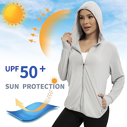 Women's Sun Protection UV Hoodie Jacket XXL Grey Lightweight UPF50+