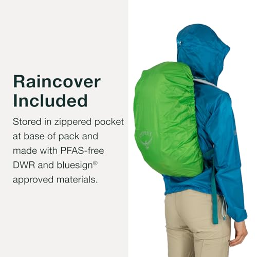 Osprey Hikelite 18L Lightweight Hiking Backpack - Durable Travel Daypack with Rain Cover for Men and Women, Pine Leaf Green
