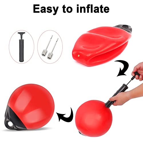 Red Marine-Grade Inflatable Boat Mooring Buoy 11.4x14 inch for Docking & Water Safety