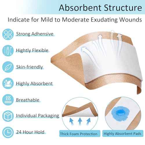 Geiserailie 30 Pcs Flexible Extra Large Adhesive Bandages 5" x 3" Sterile Fabric Adhesive Bandages with Non Stick Pad, Latex Free for Wound Care