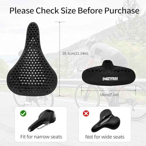 MZYRH Bike Seat Cushion,Gel Padded Bike Seat Cover for Men & Women,Soft Bike Saddle Cover Compatible with Mountain Road Cycling Bike, Outdoor & Indoor