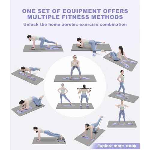 Pilates Board, 12 in 1 Mini Plilates Reformer Set, Multifuncional Portable Pilates Reformers Board for Home Workout, Free Combination 100+ Exercise Mode