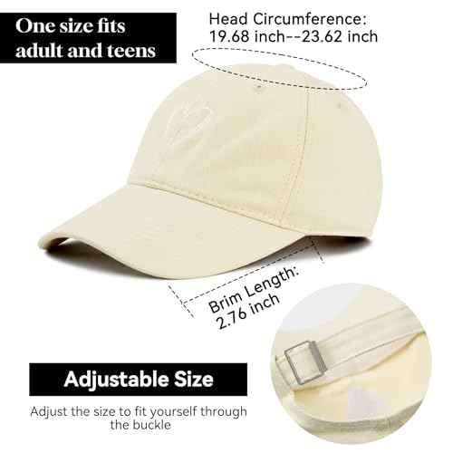 Zando 2025 Trendy Heart Baseball Caps for Women Men Girls Dad Adjustable Cute Cotton Ball Cap for Running Golf Tennies Travel