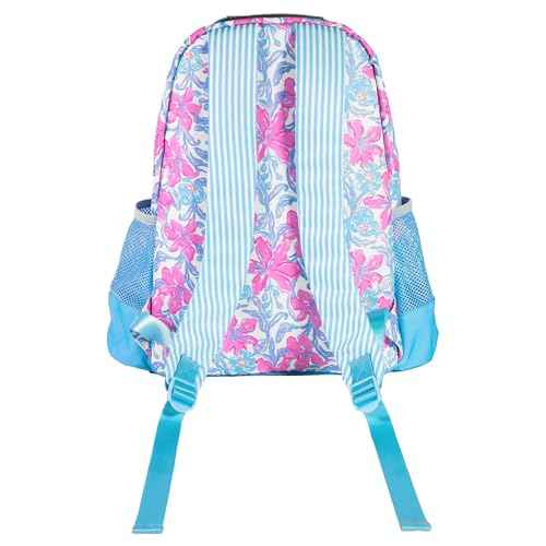 Lilly Pulitzer Small Backpack with Pockets, Adjustable Straps and Top Handle, Bookbag for Work and Travel (Beachside Haven)