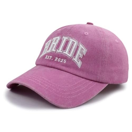 2PCS Bride and Groom Est 2025 Hats for Men Women, Funny Adjustable Embroidered Newlyweds Couples Baseball Cap
