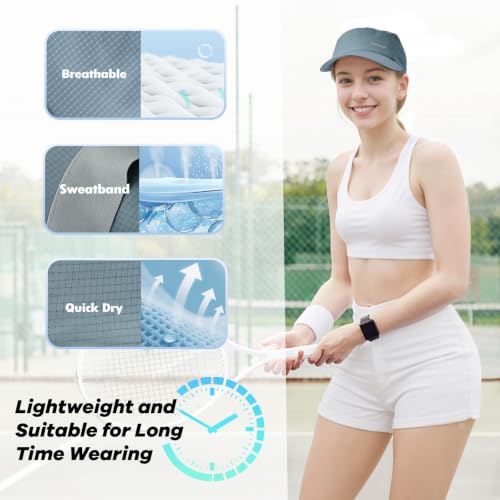 Lightweight Women’s Running Cap with UPF 50+ Sun Protection - Grayish Blue
