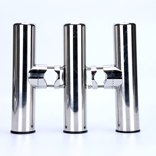 Marine Grade Stainless Steel Clamp-On Fishing Rod Holder for Rails 1"-1-1/4"