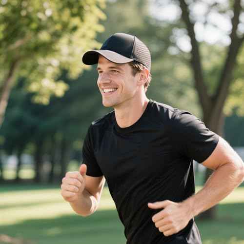 Quick Dry Trucker Hat for Men & Women, Laser Cut Mesh Baseball Cap for Outdoor Sports, Running, Workouts