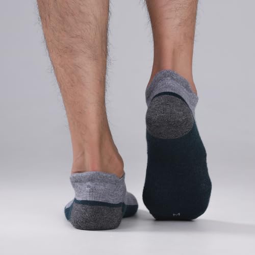 Large Dark Green Merino Wool Ankle Running Hiking Socks - 3 Pairs Lightweight No Show