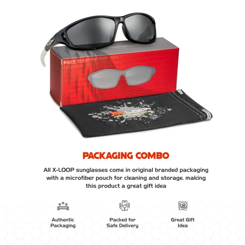 Polarized Wrap-Around Sports Sunglasses for Men Women UV400 Black White Smoke