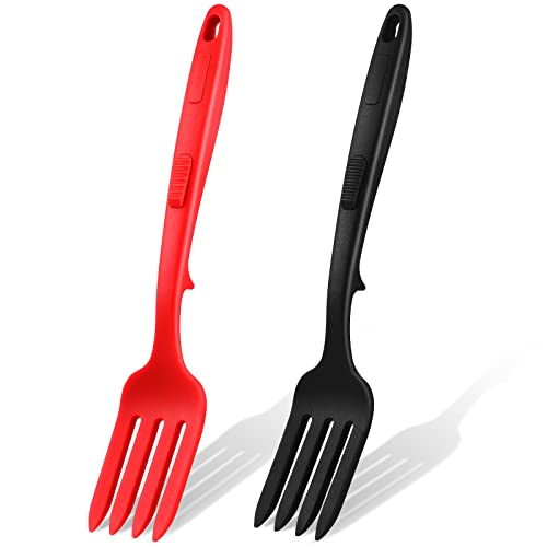 Mixweer Silicone Cooking Forks 2 Pack Heat Resistant 11.6 Inches Red & Black