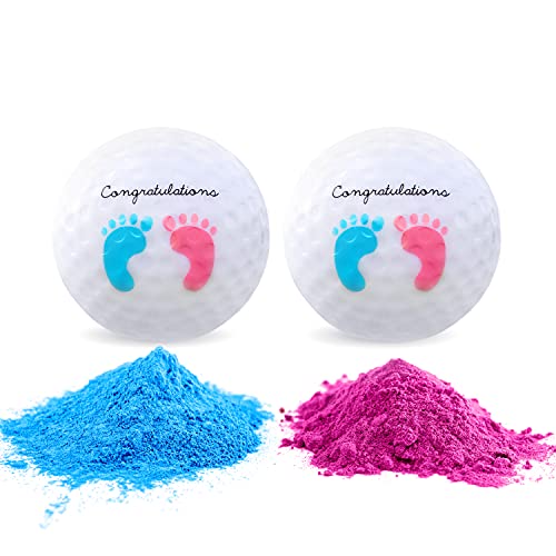 X-Large Gender Reveal Exploding Golf Balls Set Pink & Blue - Safe Powder Filled Party Favors